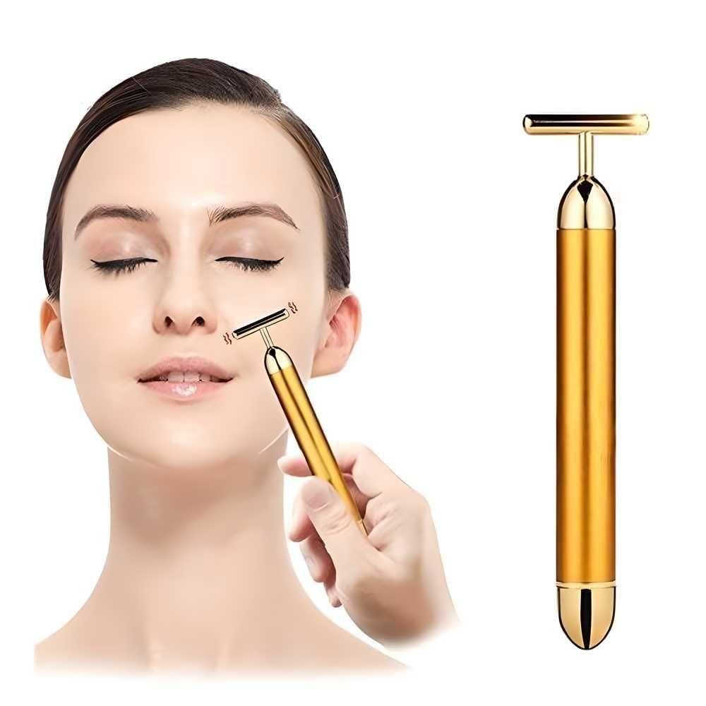 24K Gold Energy Beauty Bar Electric Facial Massage Roller